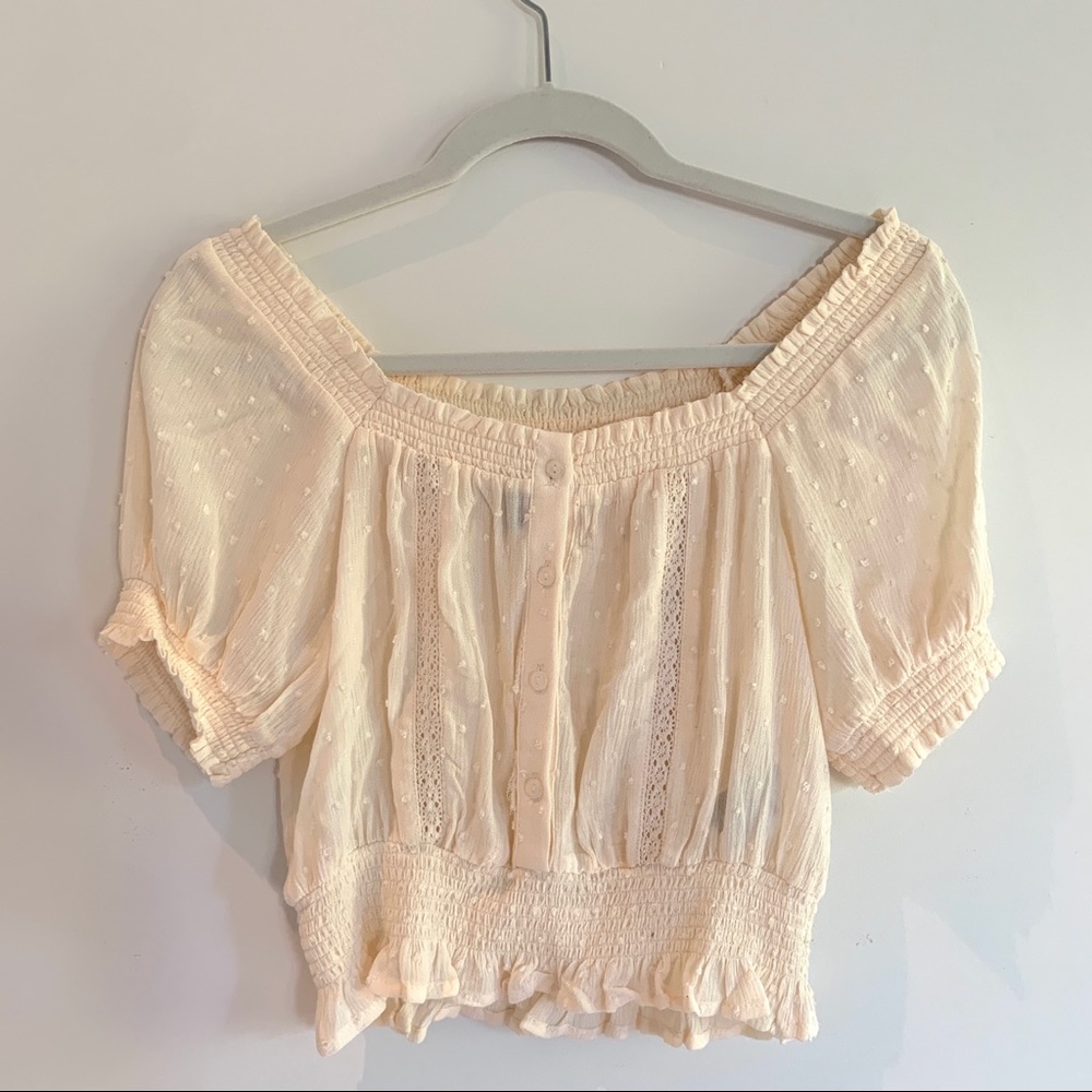 H&M off the shoulder peasant top (us 4, color cream)